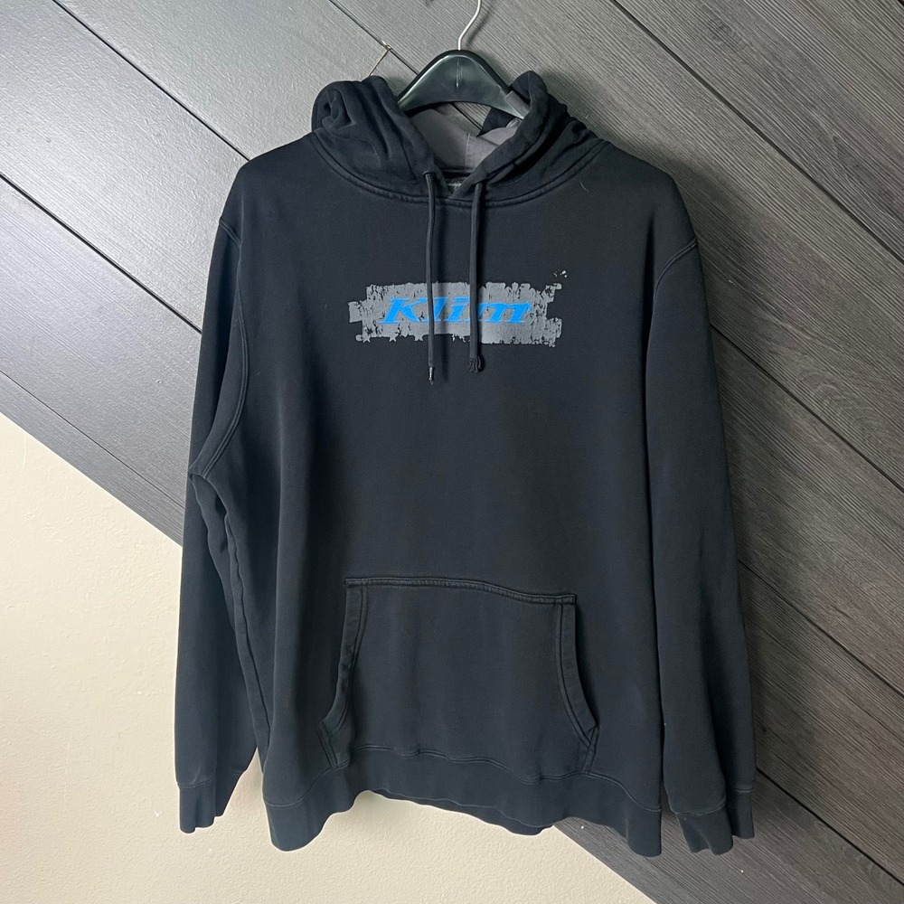 Klim‎ Mens Pullover Hoodie Black Blue Flag Graphic XL Powersports USA Streetear